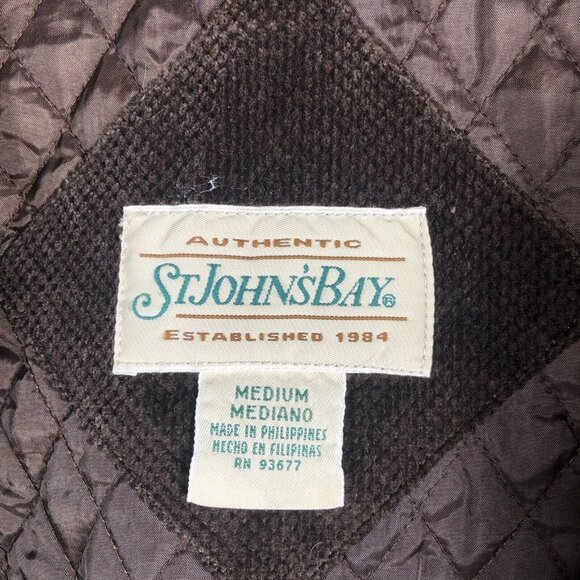 Saint Johns Bay Authentic Woman's Brown Corduroy Button Up Coat Adult Medium - Picture 13 of 16